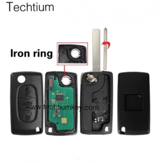 0536 FSK433Mhz ID46/PCF7961 chip 307/VA2 blade 3 button remote key for Citroen cars after 2011