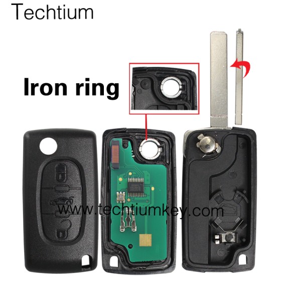 0536 FSK433Mhz ID46/PCF7961 chip 307/VA2 blade 3 button remote key for Citroen cars after 2011